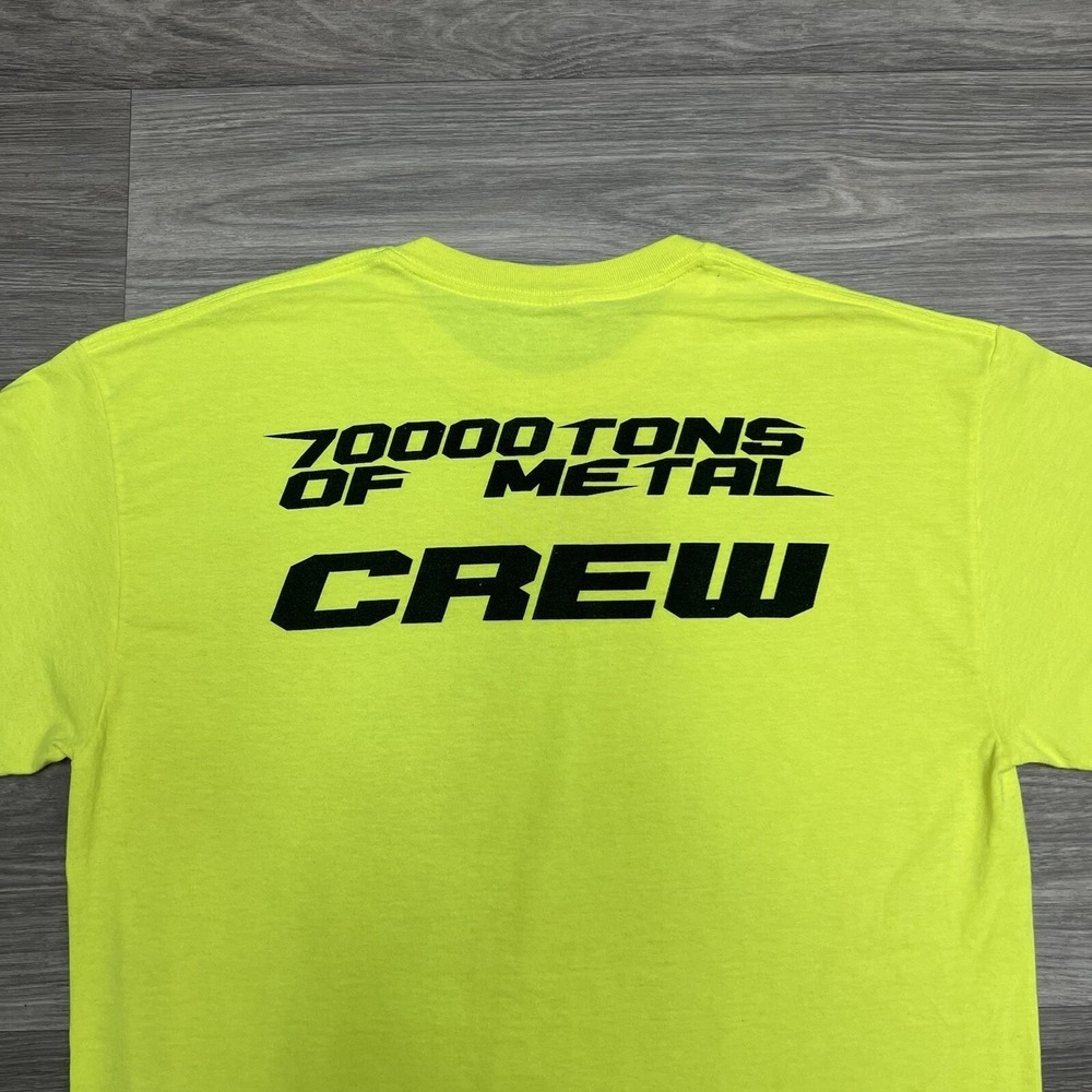 7000 Tons of Metal Band Tee Shirt Mens L Neon Black Local Crew Roadie Music Tour